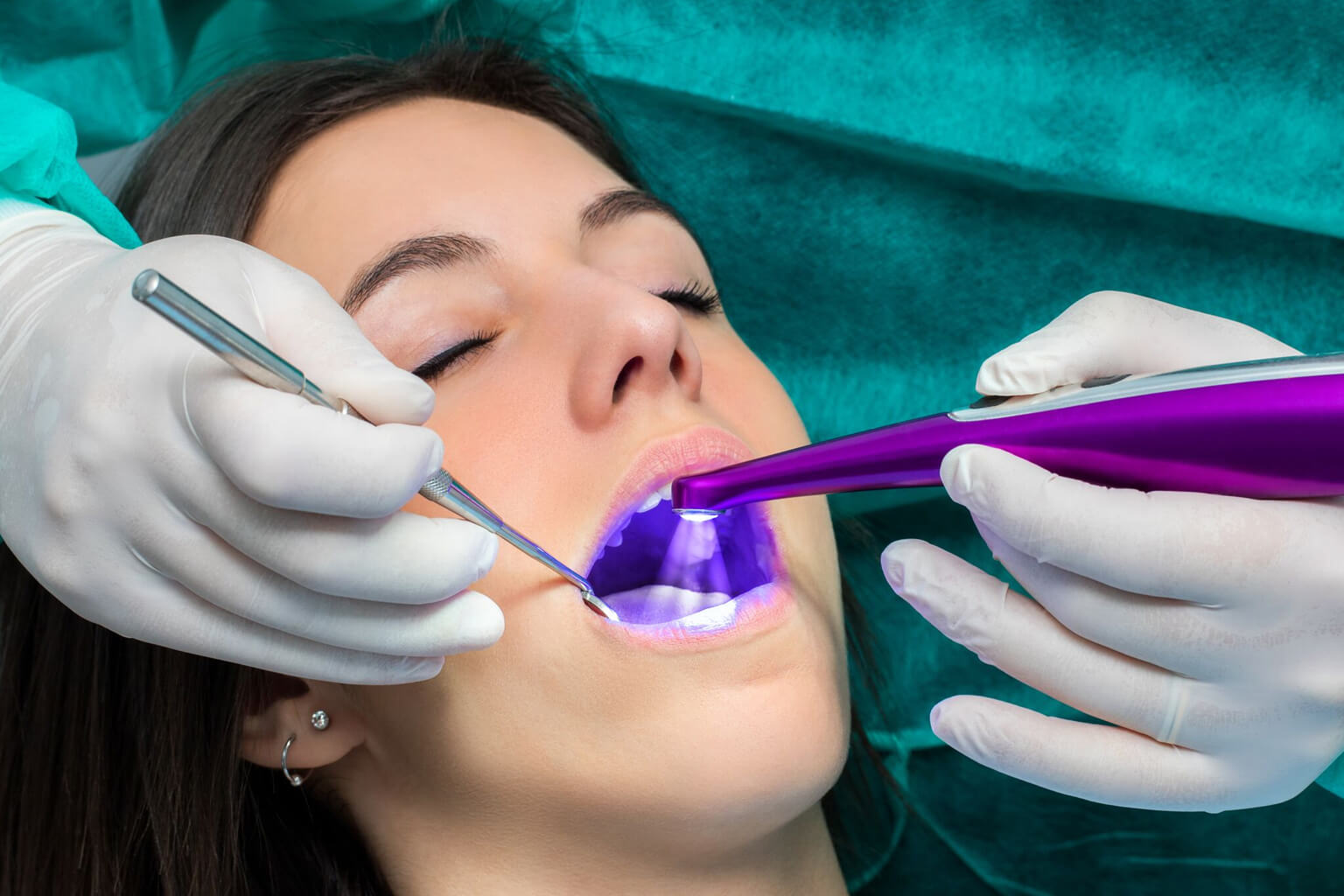 Patient getting dental work done